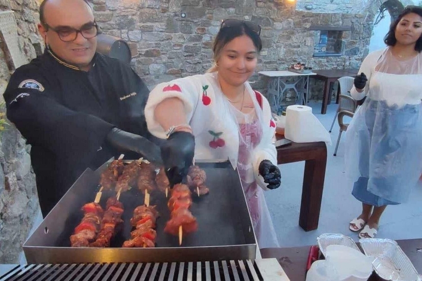Souvlaki Class at  our Mykonian Farm 2