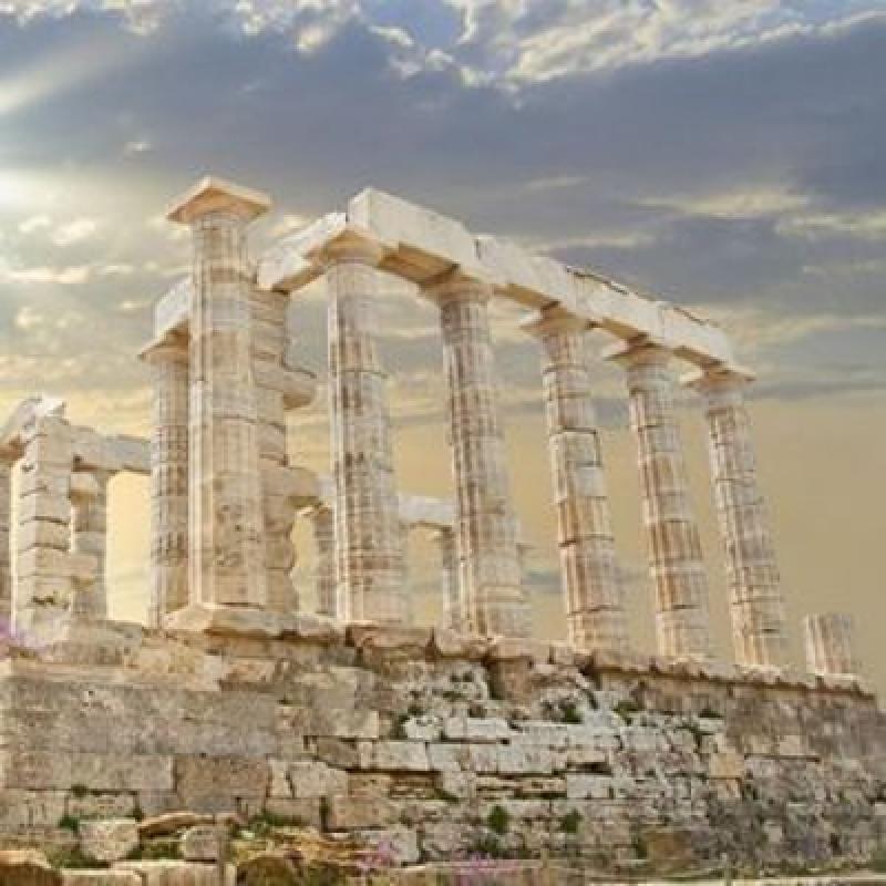 Tourist Bus: Sunset at Cape Sounion Tourist Bus: Sunset at Cape Sounion