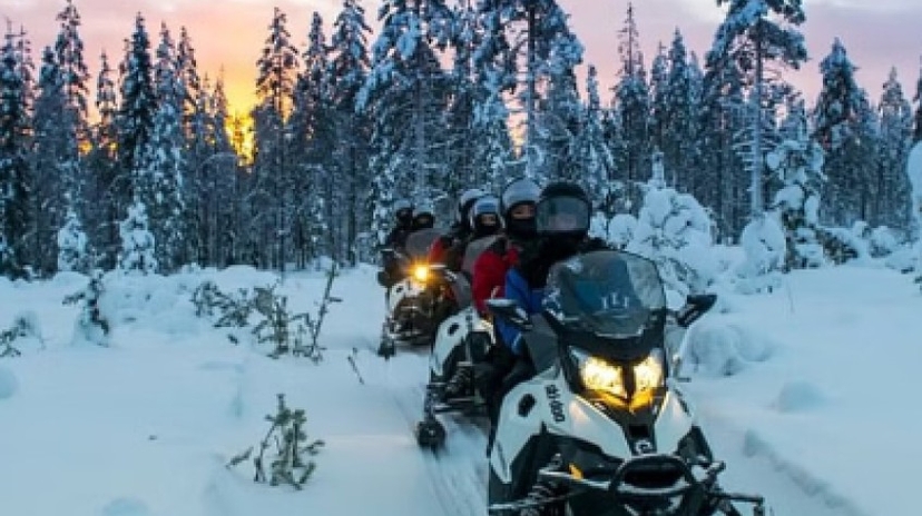 Santa Claus Trip with Husky and Reindeer Sleigh and Snowmobile 2
